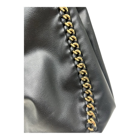 Bebe Black Shoulder Bag with Gold Chain Accents - Picture 3 of 7